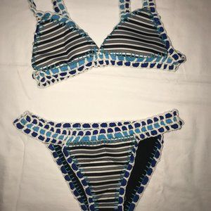 Neoprene Striped Bikini Set